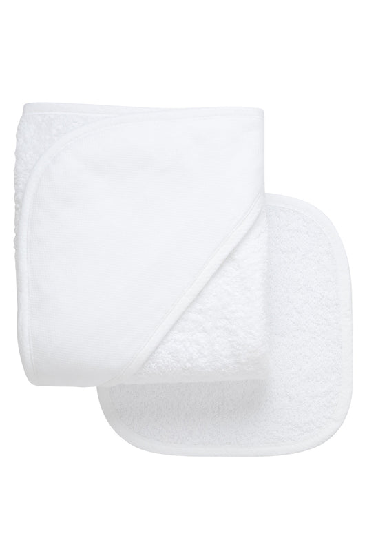 Hooded Towel & WC Set - White Seersucker